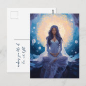 のめい想ヨガガール、クリスタルドリームブルー金ゴールド ポストカード (正面/裏面)