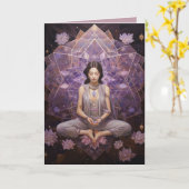 のめい想ヨガクリスタルアメジストロータス誕生日 カード (黄色い花)