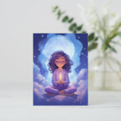 のめい想ヨガシアルクラウド赤面ピンクブルー ポストカード (スタンド正面)