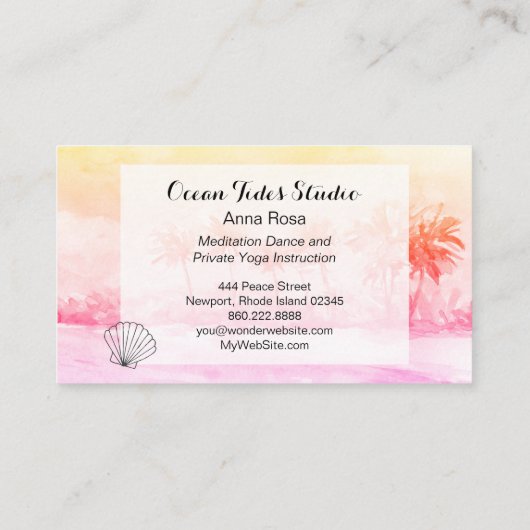 *~*のやし海のウェディングプランナーの貝殻のヨガ 名刺 (裏面)