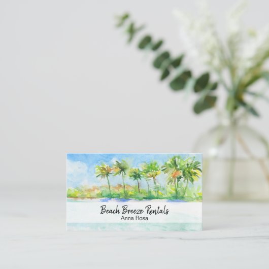 *~*のやし海の芸術のビーチの特性のレンタル 名刺 (スタンド正面)