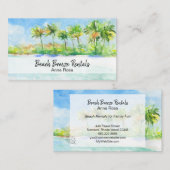 *~*のやし海の芸術のビーチの特性のレンタル 名刺 (正面/裏面)