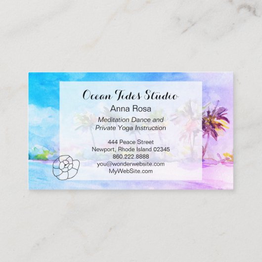 *~*のやし海の貝殻のビーチのプランナー旅行 名刺 (裏面)