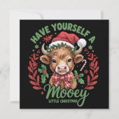 のんびりとしたハイランド・カウのクリスマス シーズンカード (正面)