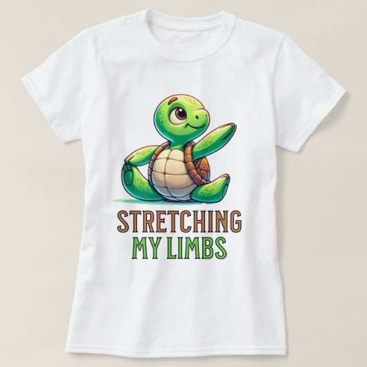 のんびりと:かわいらしいタートルヨガ Tシャツ (デザイン正面)