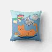 のんびりオレンジ色の猫 クッション (正面)