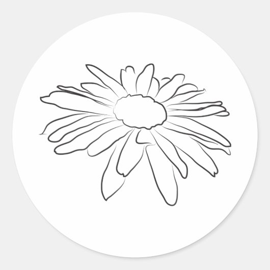 のんびりダaisyの花の絵 ラウンドシール (正面)