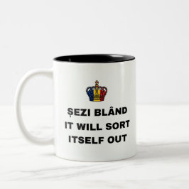 のんびり座ってれば、いずれうまくいく ツートーンマグカップ