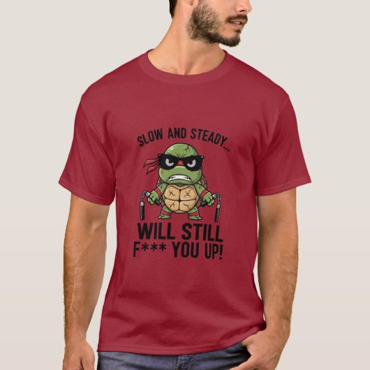 のんびり行こうぜ... でもまだお前をぶっ飛ばす！ Tシャツ (正面)