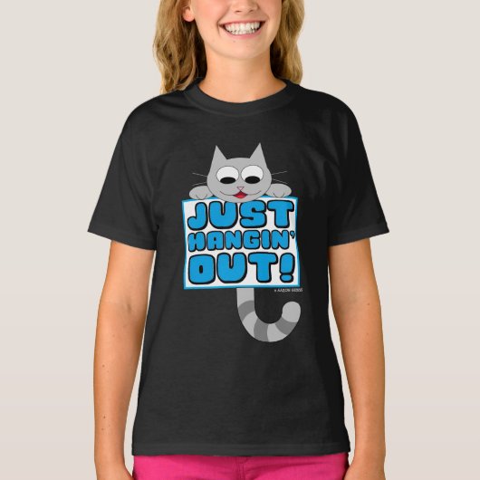 のんびり過ごすかわいいキャットカートゥーン Tシャツ (正面)