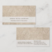 *~*のアイボリーのヴィンテージのアンティークによって老化させる虹色のダマスク織 名刺 (正面/裏面)