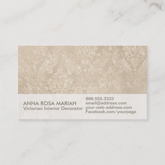 *~*のアイボリーのヴィンテージのアンティークによって老化させる虹色のダマスク織 名刺 (裏面)