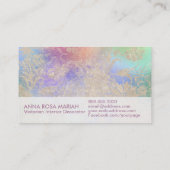 *~*のアイボリーの青いピンクのヴィンテージのアンティークによって老化させるダマスク織 名刺 (裏面)