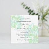 のアクア結婚グリーンウォーターカラーのプルーム 招待状 (スタンド正面)