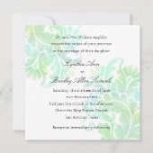 のアクア結婚グリーンウォーターカラーのプルーム 招待状 (正面)