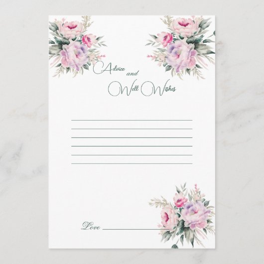 のアドバイス結婚はピンク色の牡丹を願う アドバイスカード (裏面)