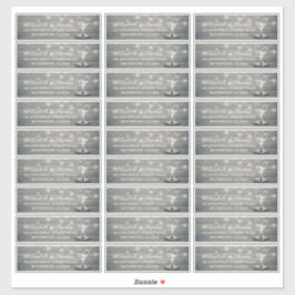 のアドレス結婚シャンパングラス木製ストリングライト シール