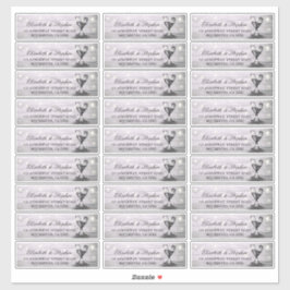 のアドレス結婚シャンパングラス木製ストリングライト シール