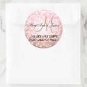 のアドレス結婚バラ赤面ピンクグリッターライト ラウンドシール (バッグ)