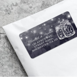 のアドレス結婚メイソンJars文字列ライトネイビーブルー ラベル