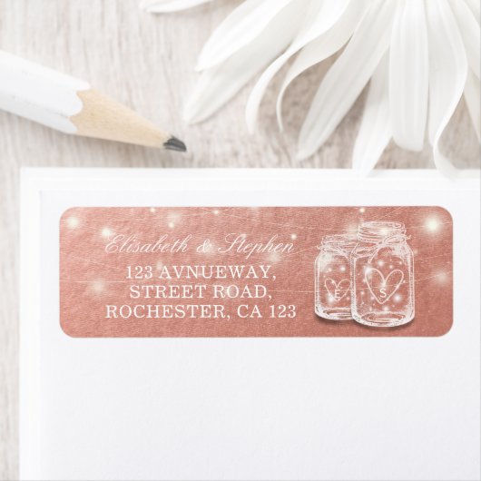 のアドレス結婚メイソンJars文字列ライトバラ金ゴールド ラベル (インサイチュ)