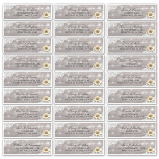 のアドレス結婚レースひまわり木のストリングライト シール (正面)