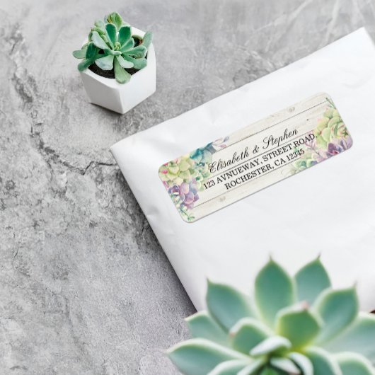 のアドレス結婚水色の多肉木素朴材 ラベル