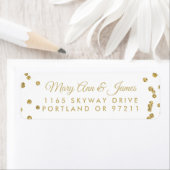 のアドレス結婚金ゴールドフェイクグリッター紙吹雪白 ラベル (インサイチュ)