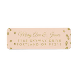 のアドレス結婚金ゴールドフェイクグリッター紙吹雪赤面 ラベル