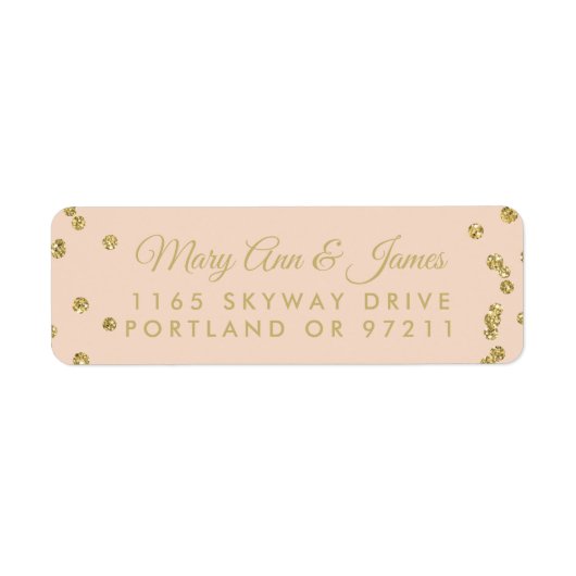 のアドレス結婚金ゴールドフェイクグリッター紙吹雪赤面 ラベル (正面)