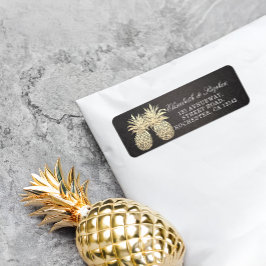 のアドレ結婚ス黒モダン金ゴールドPineappleカップル ラベル