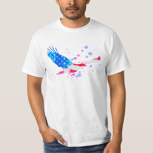 *~*のアメリカのワシ米国の旗の赤白青 Tシャツ (正面)