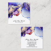 *~*のアートで抽象的なラベンダーの金ゴールドは青いはっきりした金めっきしました スクエア名刺 (正面/裏面)