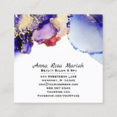 *~*のアートで抽象的なラベンダーの金ゴールドは青いはっきりした金めっきしました スクエア名刺 (裏面)