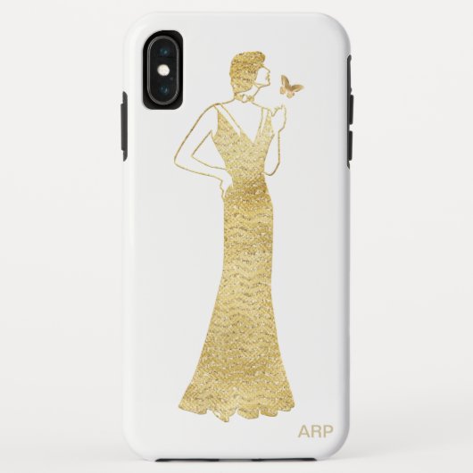 *~*のアールデコの新しいの金ゴールドのグリッターの女性の蝶 Case-Mate iPhoneケース (裏面)