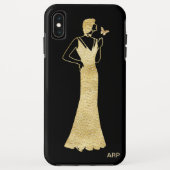 *~*のアールデコの新しいの金ゴールドのグリッターの女性の蝶 Case-Mate iPhoneケース (裏面)