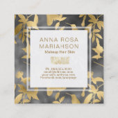 *~*のアールデコの花の金ゴールドの鳥パターン スクエア名刺 (裏面)