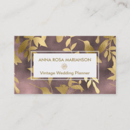 *~*のアールデコの花の金ゴールドの鳥パターン 名刺