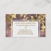 *~*のアールデコの花の金ゴールドの鳥パターン 名刺 (裏面)