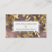 *~*のアールデコの花の金ゴールドの鳥パターン 名刺 (正面)