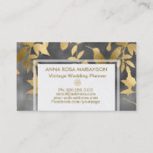 *~*のアールデコの鳥の花の金ゴールドパターン 名刺 (裏面)