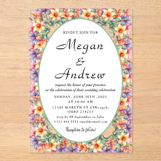 のア結婚クリル招待状 アクリル招待状 (正面)