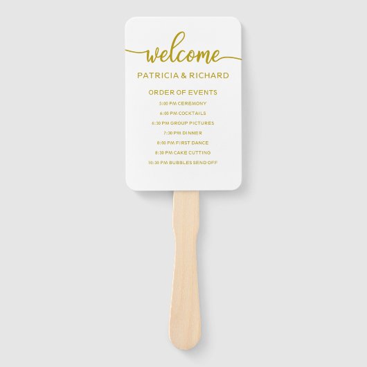 のイベント結婚の順序タイムラインスケジュール金ゴールド ハンドファン (正面)