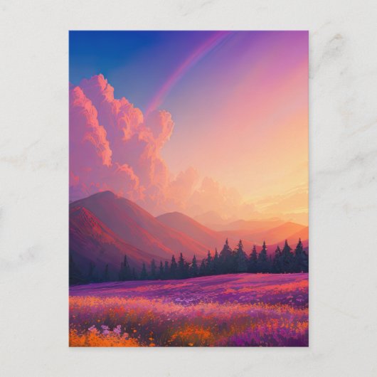 のインスパイアフローラ谷の魅力的夕暮れ ポストカード (正面)