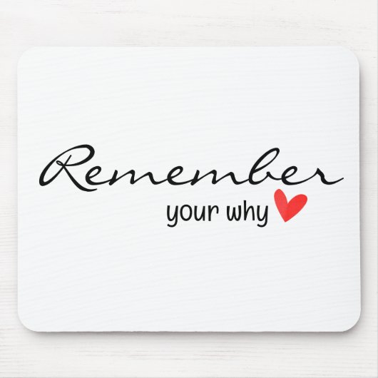 のインスパイア引用文と赤いハート マウスパッド (正面)