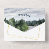 のインスパイア水彩風景ボーイベビーシャワー オールインワン招待状 (裏面)