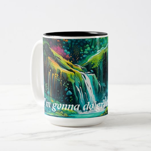 のインスパイア滝は一日を過ごす素晴らしこと ツートーンマグカップ (正面左)