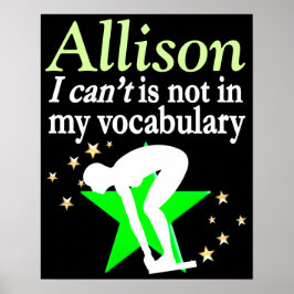 のインスパイア緑のパーソナライズされた泳ぐ人 ポスター