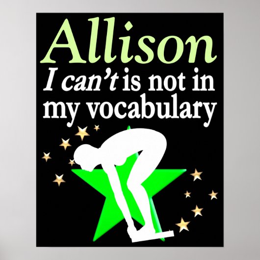 のインスパイア緑のパーソナライズされた泳ぐ人 ポスター (正面)