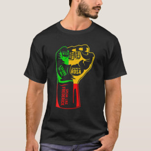 のインスパイア黒指導者パワー拳ハンドブラックホイスト Tシャツ